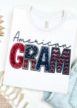 American Mom, Gram, Auntie Bella Canvas T-Shirt