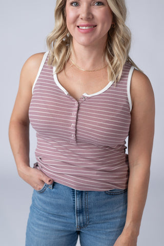 IN STOCK Shiloh Button Snap Tank - Dusty Rose FINAL SALE