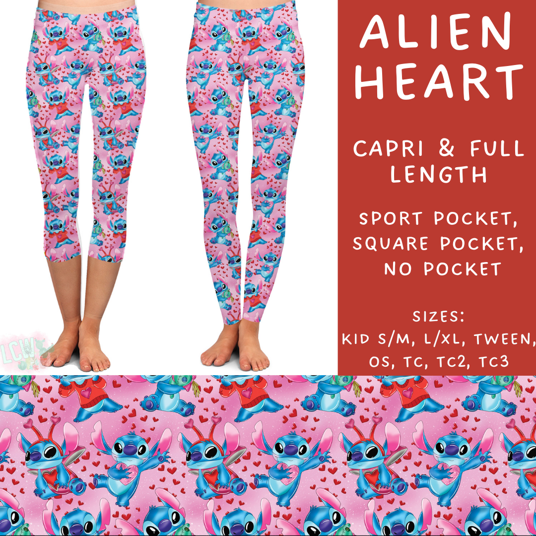 Batch #250 - Magical Valentine - Closes 12/9 - ETA late Jan - Alien Hearts Full and Capri Length Leggings