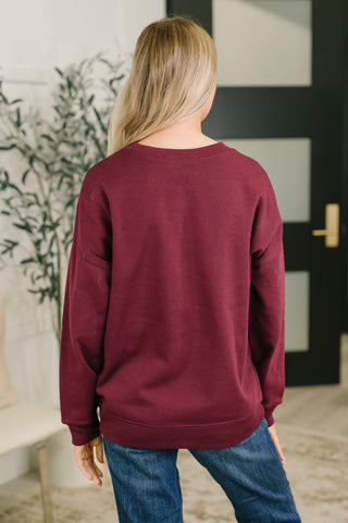 Always True Drop Shoulder Pullover in Dark Burgundy