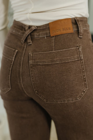 Andy High Waist Retro Wide Yarn Dyed Front Patch Pkts