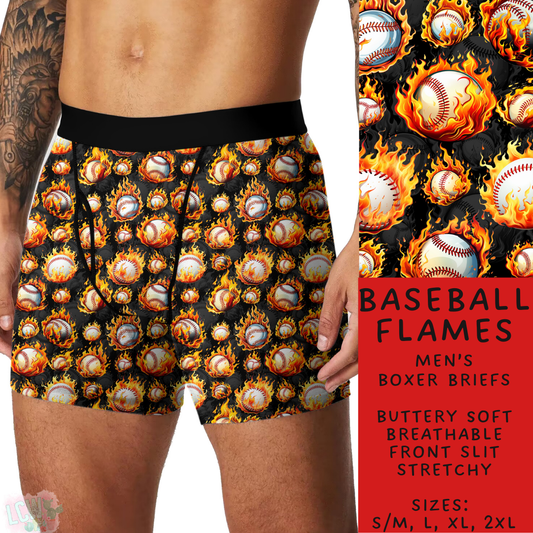 Batch #244 - Comfortable Underwear 2 - Closes 11/27 - ETA mid/late Jan - Baseball Flames Men's Boxer Briefs