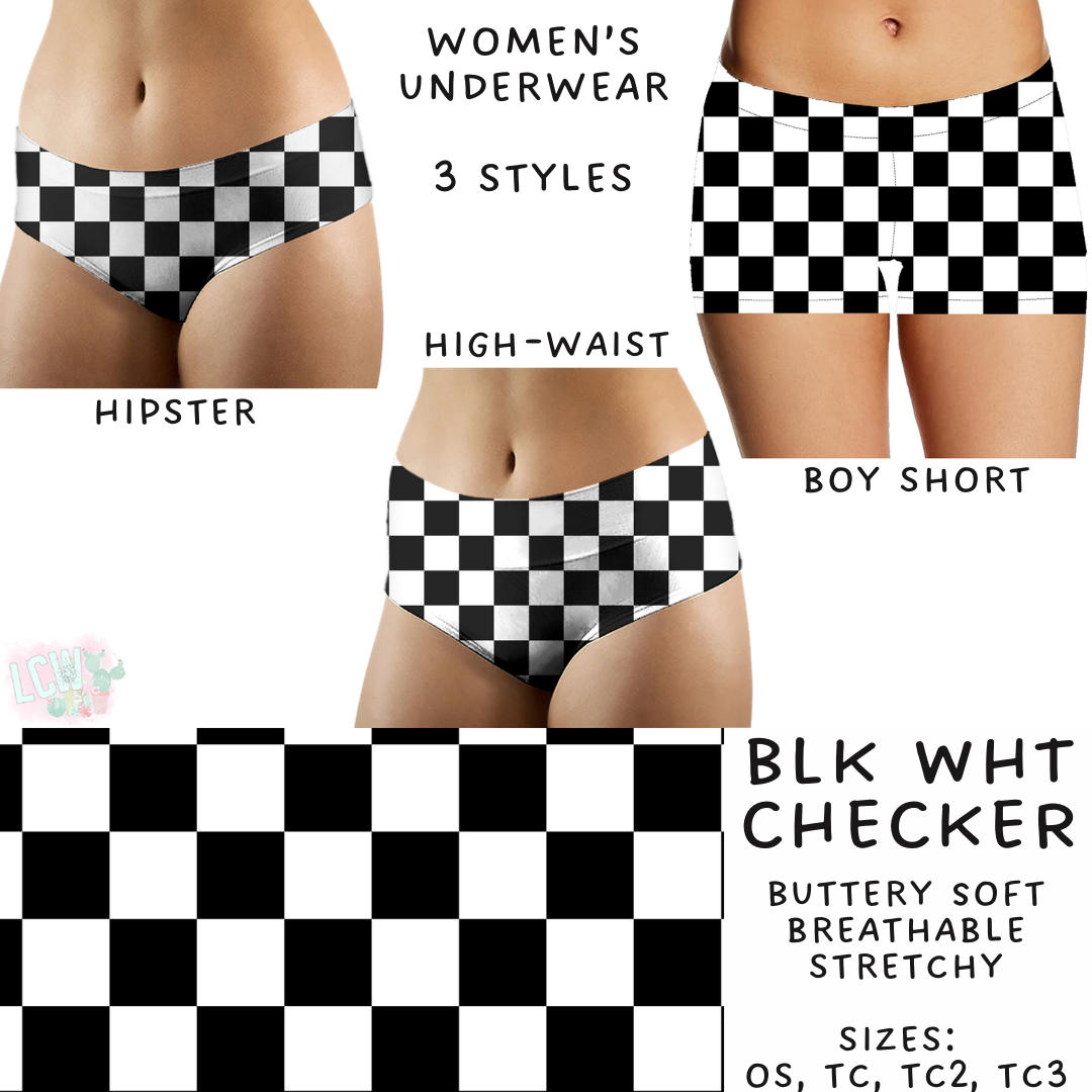 Batch #244 - Comfortable Underwear 2 - Closes 11/27 - ETA mid/late Jan - Blk Wht Checker Women's Underwear