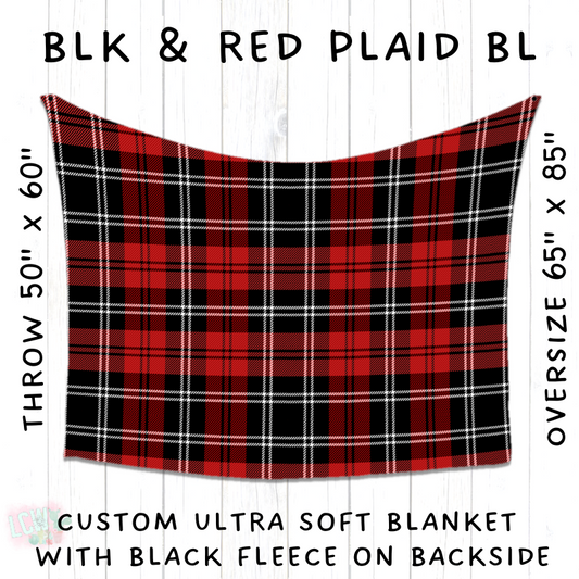 PREORDER Batch #216 - Cozy Christmas Blankets Presale - Closes 10/14 - ETA Early Dec - Blk & Red Plaid BL