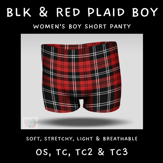 Batch #232 - Christmas Underwear - Closes 10/31 ETA early/mid Dec - Blk & Red Plaid Boy Shorts