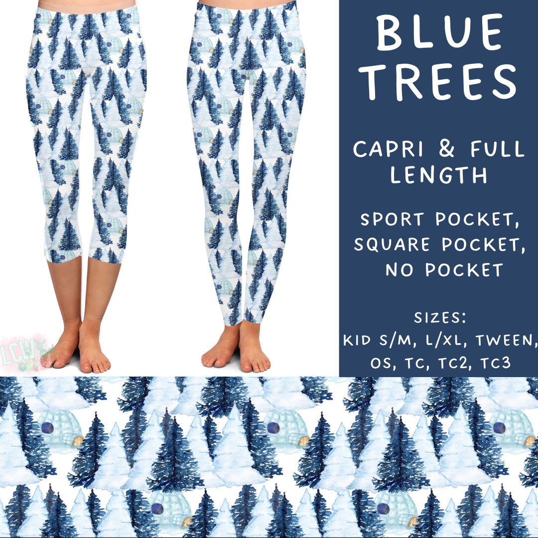 Batch #241 - Winter Wonderland 2 - Closes 11/22 - ETA mid Jan - Blue Trees Full and Capri Length Leggings