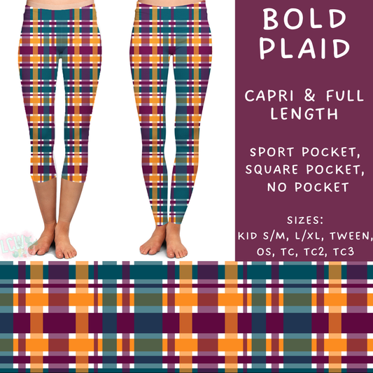 PREORDER Batch #204 - Hello Fall - Closes 9/20 - ETA early Nov - Bold Plaid Full and Capri Length Leggings