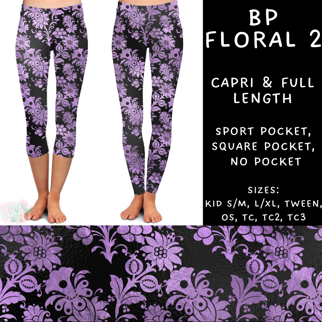 Batch #270 - Black and Purple - Closes 1/15 - ETA mid/late March - BP Floral 2 Full and Capri Length Leggings