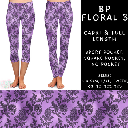 Batch #270 - Black and Purple - Closes 1/15 - ETA mid/late March - BP Floral 3 Full and Capri Length Leggings