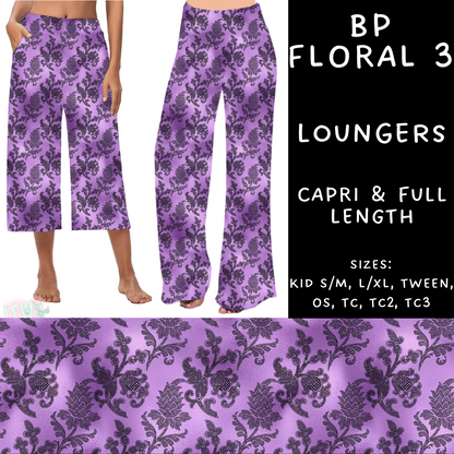 Batch #270 - Black and Purple - Closes 1/15 - ETA mid/late March - BP Floral 3 Capri and Full Length Loungers