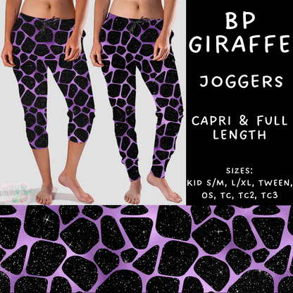 Batch #270 - Black and Purple - Closes 1/15 - ETA mid/late March - BP Giraffe Full and Capri Length Joggers