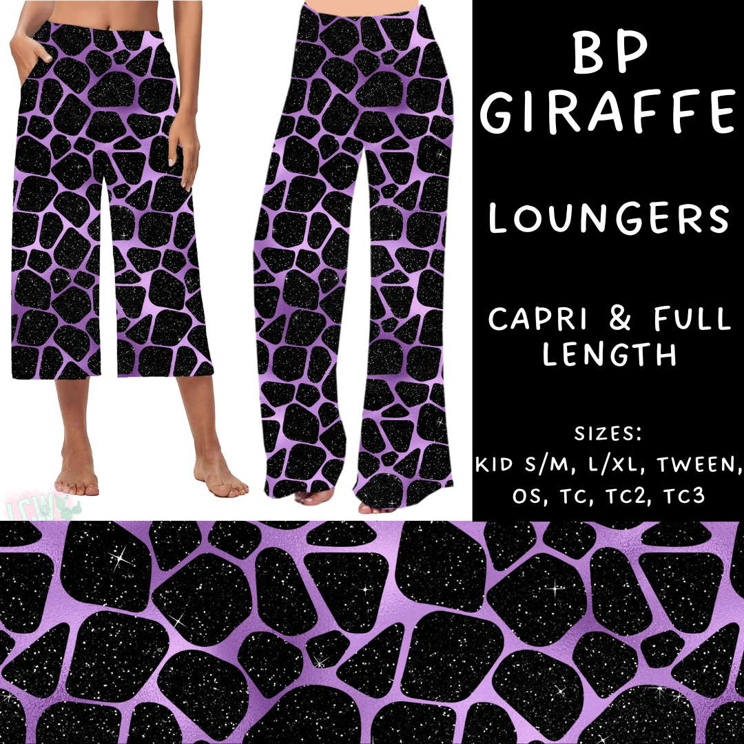 Batch #270 - Black and Purple - Closes 1/15 - ETA mid/late March - BP Giraffe Capri and Full Length Loungers