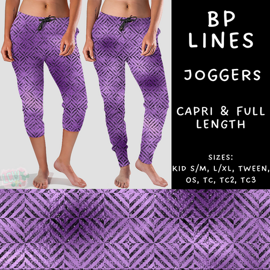 Batch #270 - Black and Purple - Closes 1/15 - ETA mid/late March - BP Lines Full and Capri Length Joggers