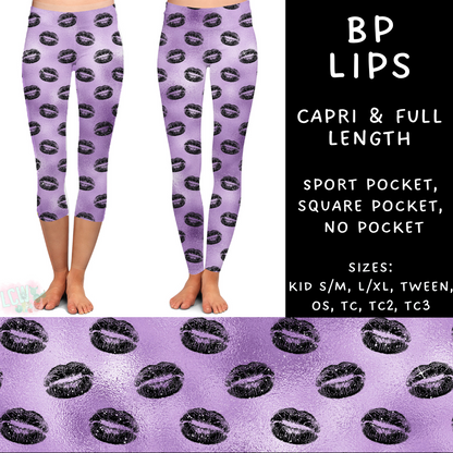 Batch #270 - Black and Purple - Closes 1/15 - ETA mid/late March - BP Lips Full and Capri Length Leggings