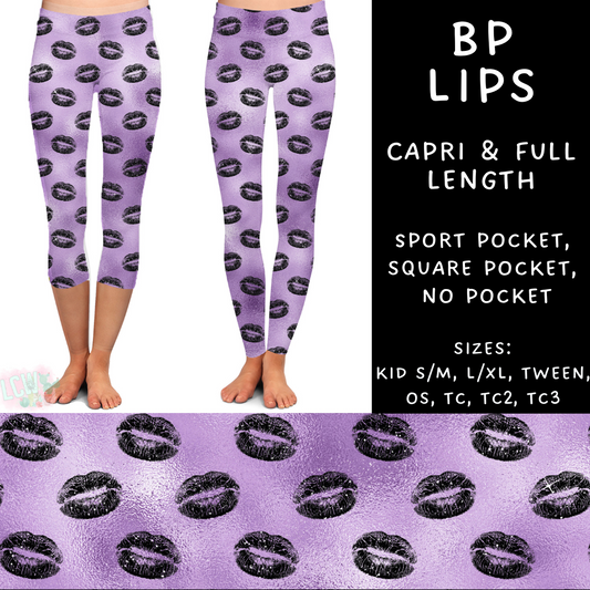 Batch #270 - Black and Purple - Closes 1/15 - ETA mid/late March - BP Lips Full and Capri Length Leggings