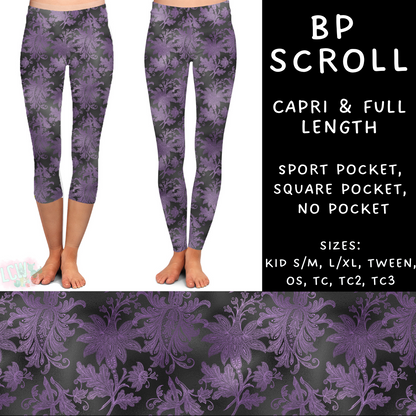 Batch #270 - Black and Purple - Closes 1/15 - ETA mid/late March - BP Scroll Full and Capri Length Leggings