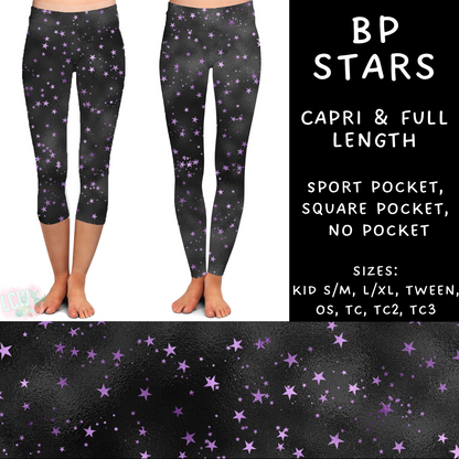 Batch #270 - Black and Purple - Closes 1/15 - ETA mid/late March - BP Stars Full and Capri Length Leggings