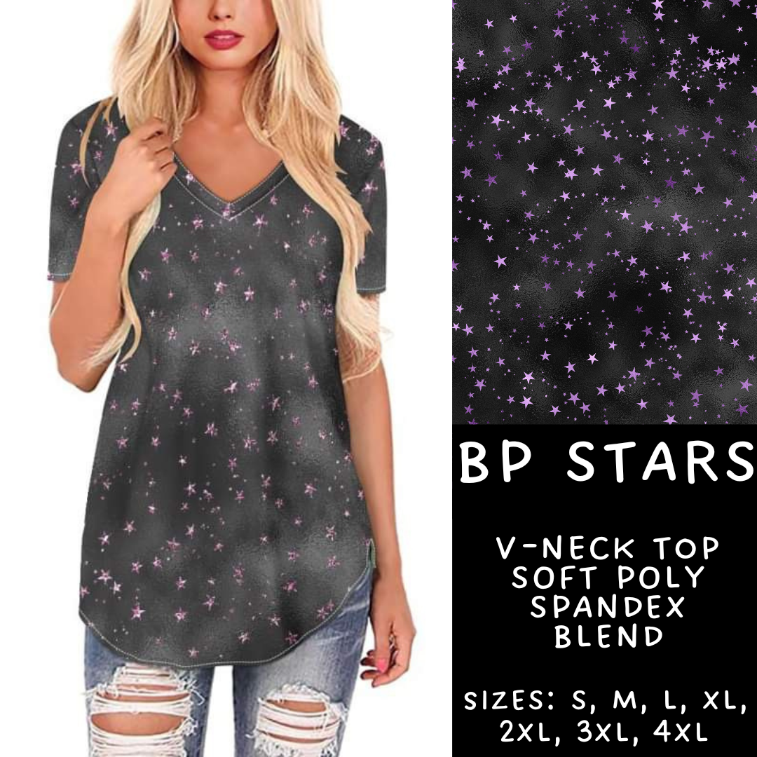 Batch #270 - Black and Purple - Closes 1/15 - ETA mid/late March - BP Stars V-Neck Tee