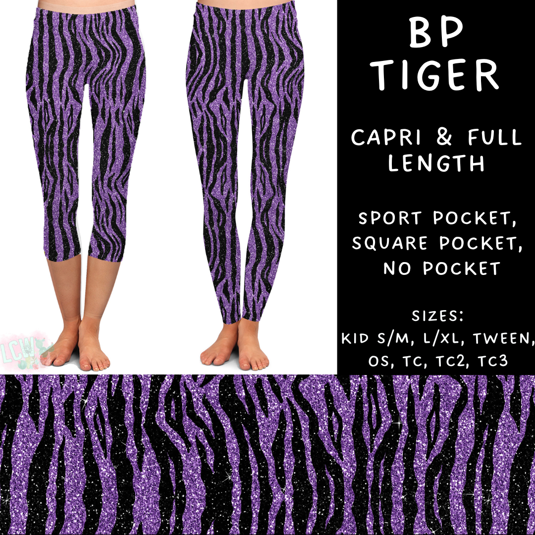 Batch #270 - Black and Purple - Closes 1/15 - ETA mid/late March - BP Tiger Full and Capri Length Leggings