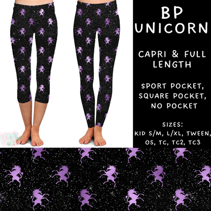 Batch #270 - Black and Purple - Closes 1/15 - ETA mid/late March - BP Unicorn Full and Capri Length Leggings