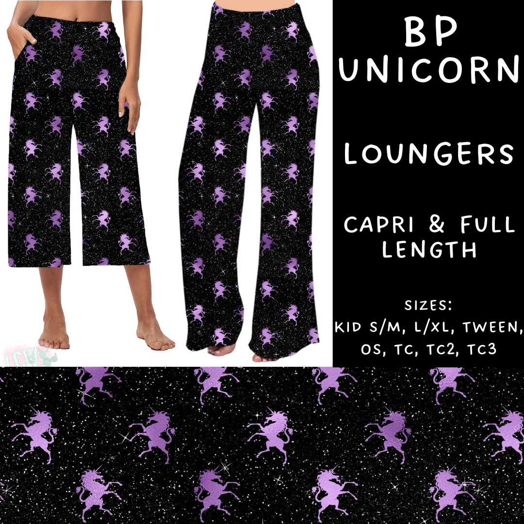 Batch #270 - Black and Purple - Closes 1/15 - ETA mid/late March - BP Unicorn Capri and Full Length Loungers