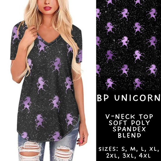 Batch #270 - Black and Purple - Closes 1/15 - ETA mid/late March - BP Unicorn V-Neck Tee