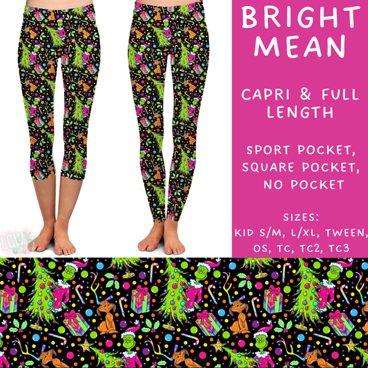 PREORDER  Batch #217 - Christmas Spirit - Closes 10/16 - ETA late Nov - Bright Mean Full and Capri Length Leggings