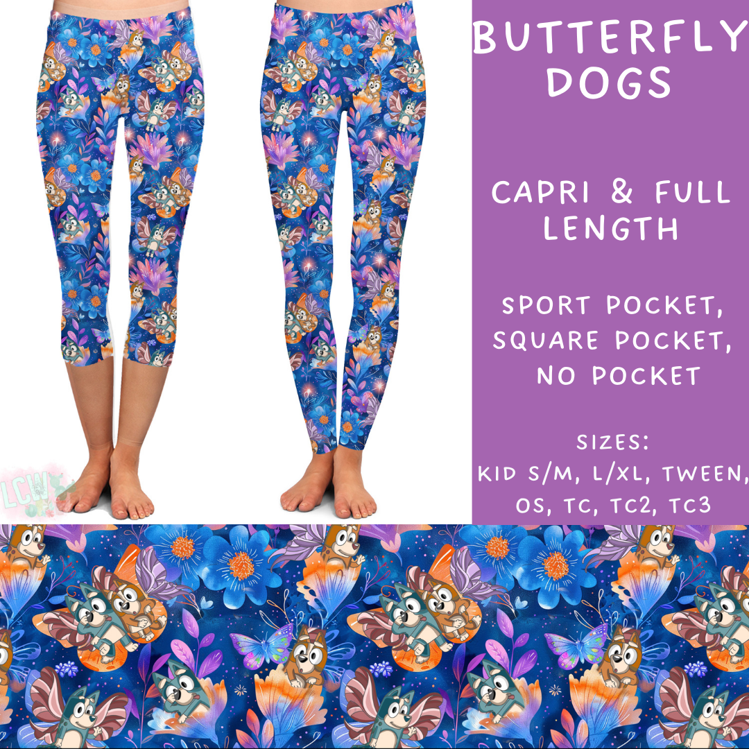 Batch #247 - Cool Characters 6 - Closes 12/2 - ETA late Jan - Butterfly Dogs Full and Capri Length Leggings