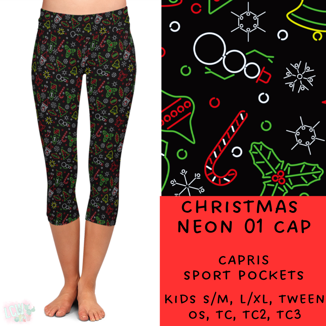 PREORDER Batch #225 - Neon Christmas - Closes 10/28 - ETA early Dec - Christmas Neon 01 Full and Capri Length Leggings