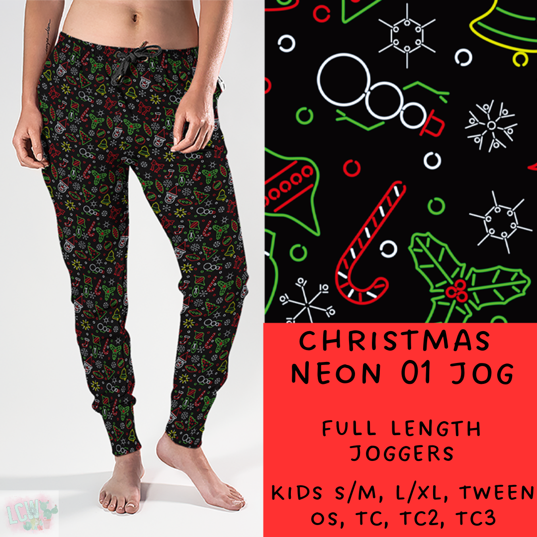 PREORDER Batch #225 - Neon Christmas - Closes 10/28 - ETA early Dec - Christmas Neon 001 Full and Capri Length Joggers