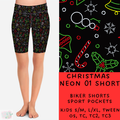 PREORDER Batch #225 - Neon Christmas - Closes 10/28 - ETA early Dec - Christmas Neon 0 Biker & Jogger Shorts