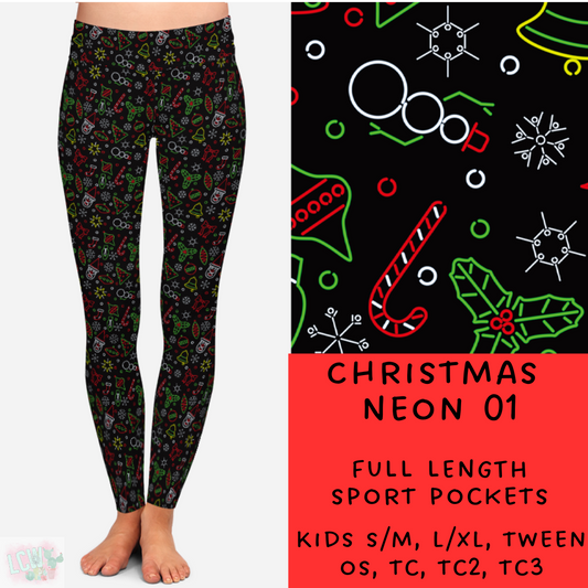 PREORDER Batch #225 - Neon Christmas - Closes 10/28 - ETA early Dec - Christmas Neon 01 Full and Capri Length Leggings