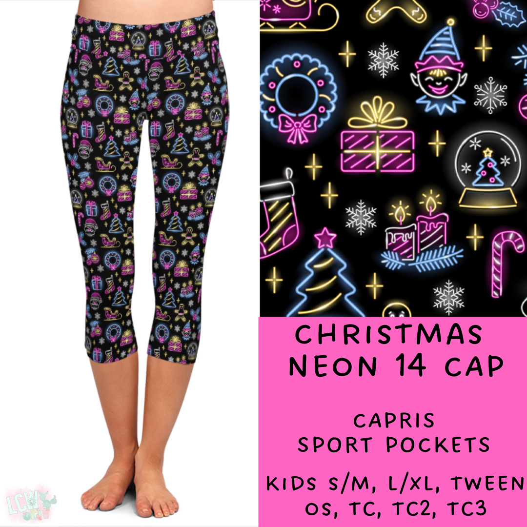 PREORDER Batch #225 - Neon Christmas - Closes 10/28 - ETA early Dec - Christmas Neon 14 Full and Capri Length Leggings