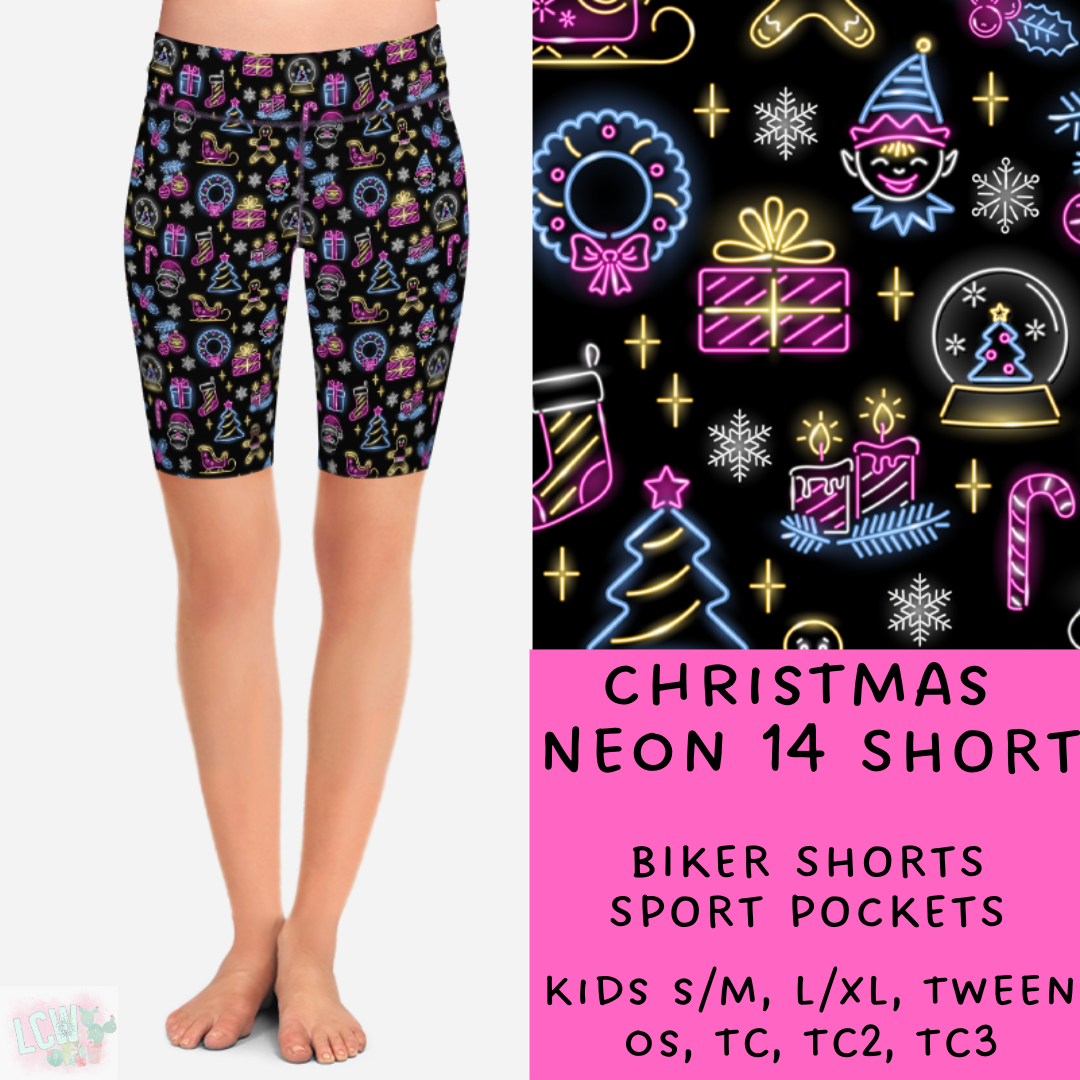 PREORDER Batch #225 - Neon Christmas - Closes 10/28 - ETA early Dec - Christmas Neon 14 Biker & Jogger Shorts