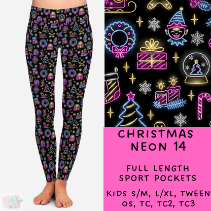 PREORDER Batch #225 - Neon Christmas - Closes 10/28 - ETA early Dec - Christmas Neon 14 Full and Capri Length Leggings