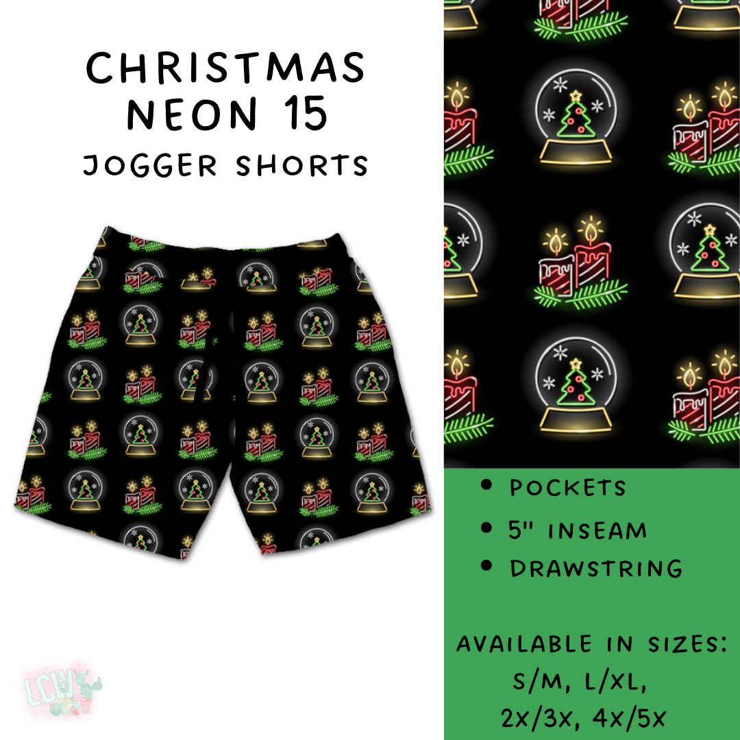 PREORDER Batch #225 - Neon Christmas - Closes 10/28 - ETA early Dec - Christmas Neon 15 Biker & Jogger Shorts