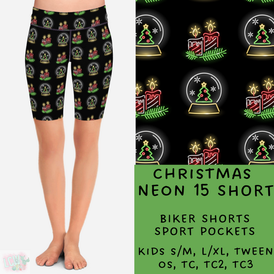 PREORDER Batch #225 - Neon Christmas - Closes 10/28 - ETA early Dec - Christmas Neon 15 Biker & Jogger Shorts