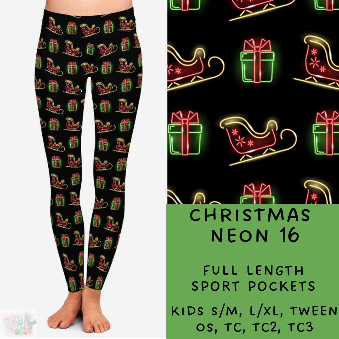 PREORDER Batch #225 - Neon Christmas - Closes 10/28 - ETA early Dec - Christmas Neon 16 Full and Capri Length Leggings