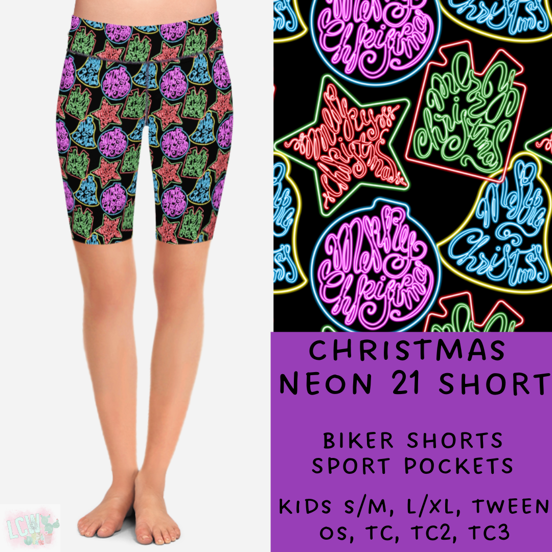 PREORDER Batch #225 - Neon Christmas - Closes 10/28 - ETA early Dec - Christmas Neon 21 Biker & Jogger Shorts