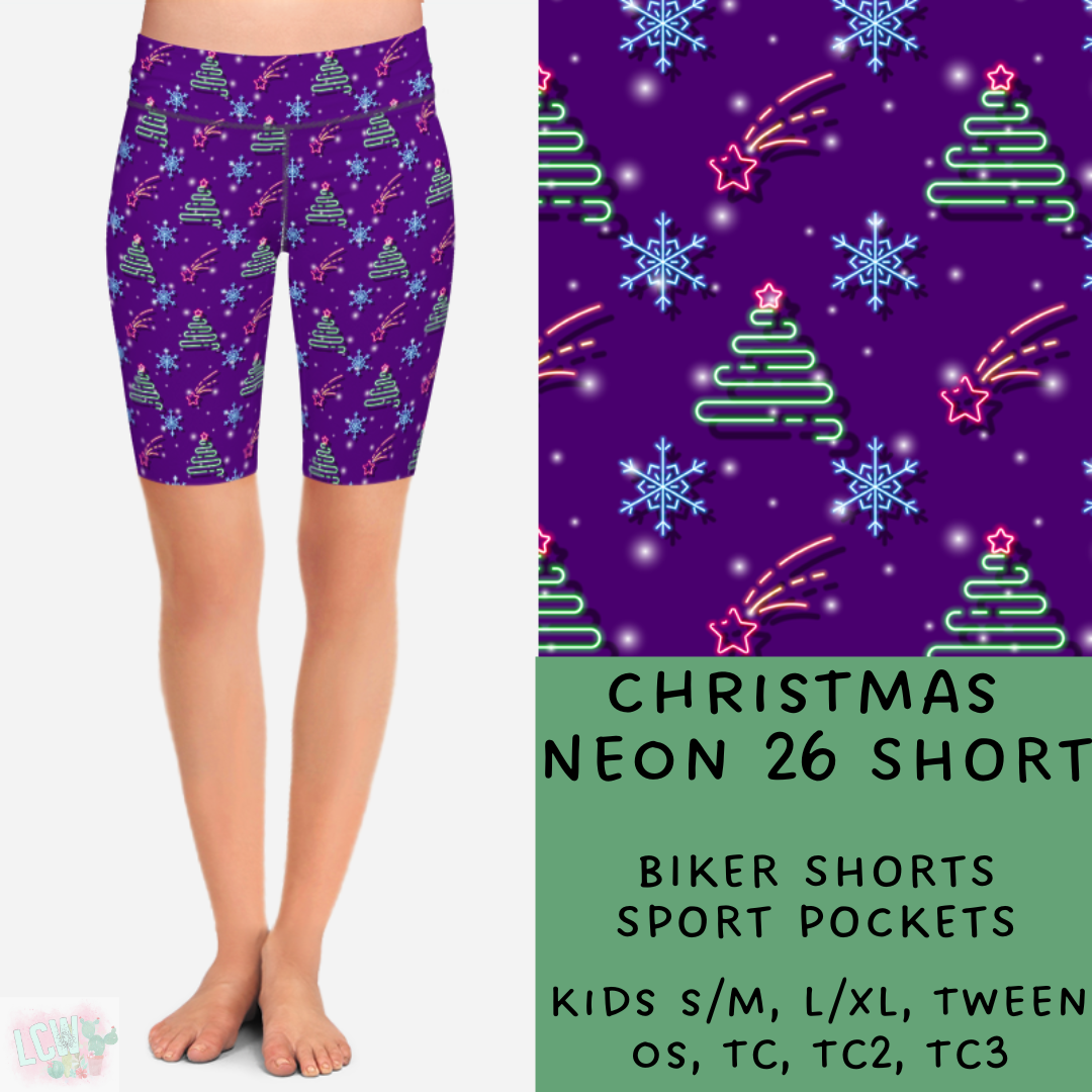 PREORDER Batch #225 - Neon Christmas - Closes 10/28 - ETA early Dec - Christmas Neon 26 Biker & Jogger Shorts