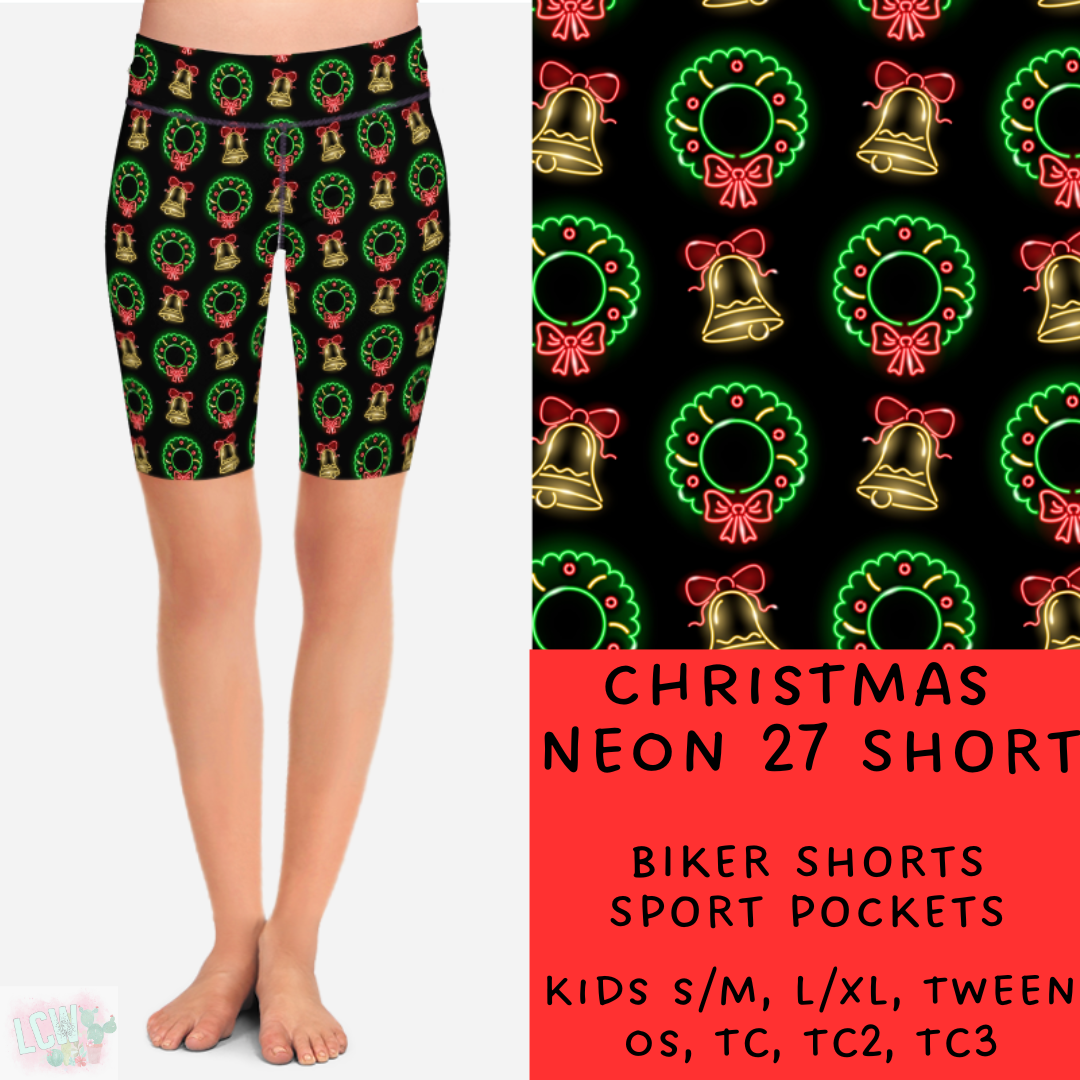 PREORDER Batch #225 - Neon Christmas - Closes 10/28 - ETA early Dec - Christmas Neon 27 Biker & Jogger Shorts