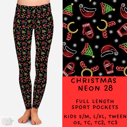 PREORDER Batch #225 - Neon Christmas - Closes 10/28 - ETA early Dec - Christmas Neon 28 Full and Capri Length Leggings