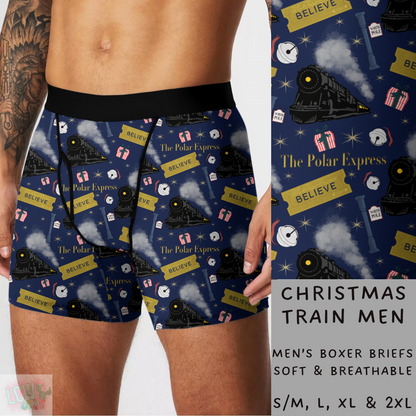 Batch #232 - Christmas Underwear - Closes 10/31 ETA early/mid Dec - Christmas Train Mens Boxer Briefs