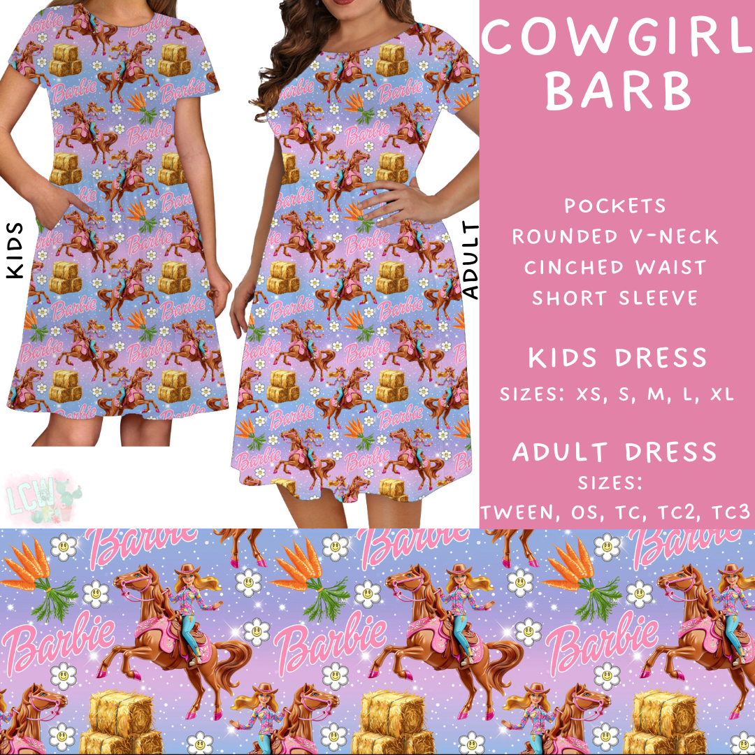 Batch #278 - Cool Characters 7 - Closes 1/29 - ETA early April - Cowgirl Barb Adult & Kids Dresses