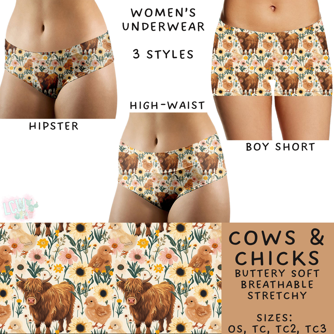 Batch #244 - Comfortable Underwear 2 - Closes 11/27 - ETA mid/late Jan - Cows & Chicks Women's Underwear