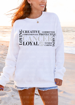 Cancer Zodiac Tee Loving, Committed, Caring