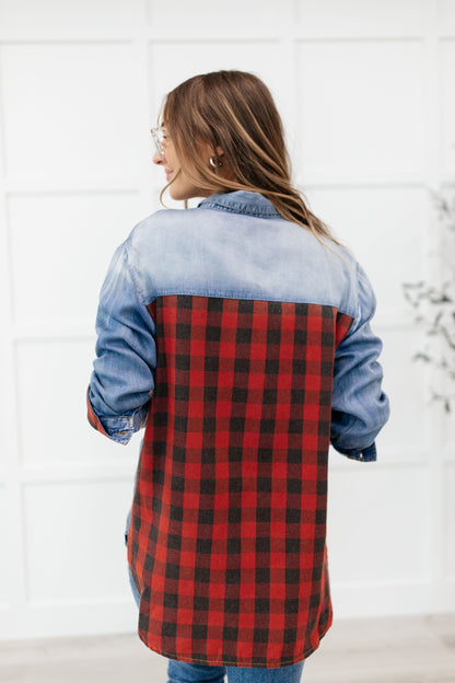 Checkered Denim Patch Shirt