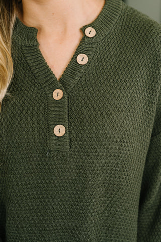 Come Together Henley Casual Top in Dark Olive