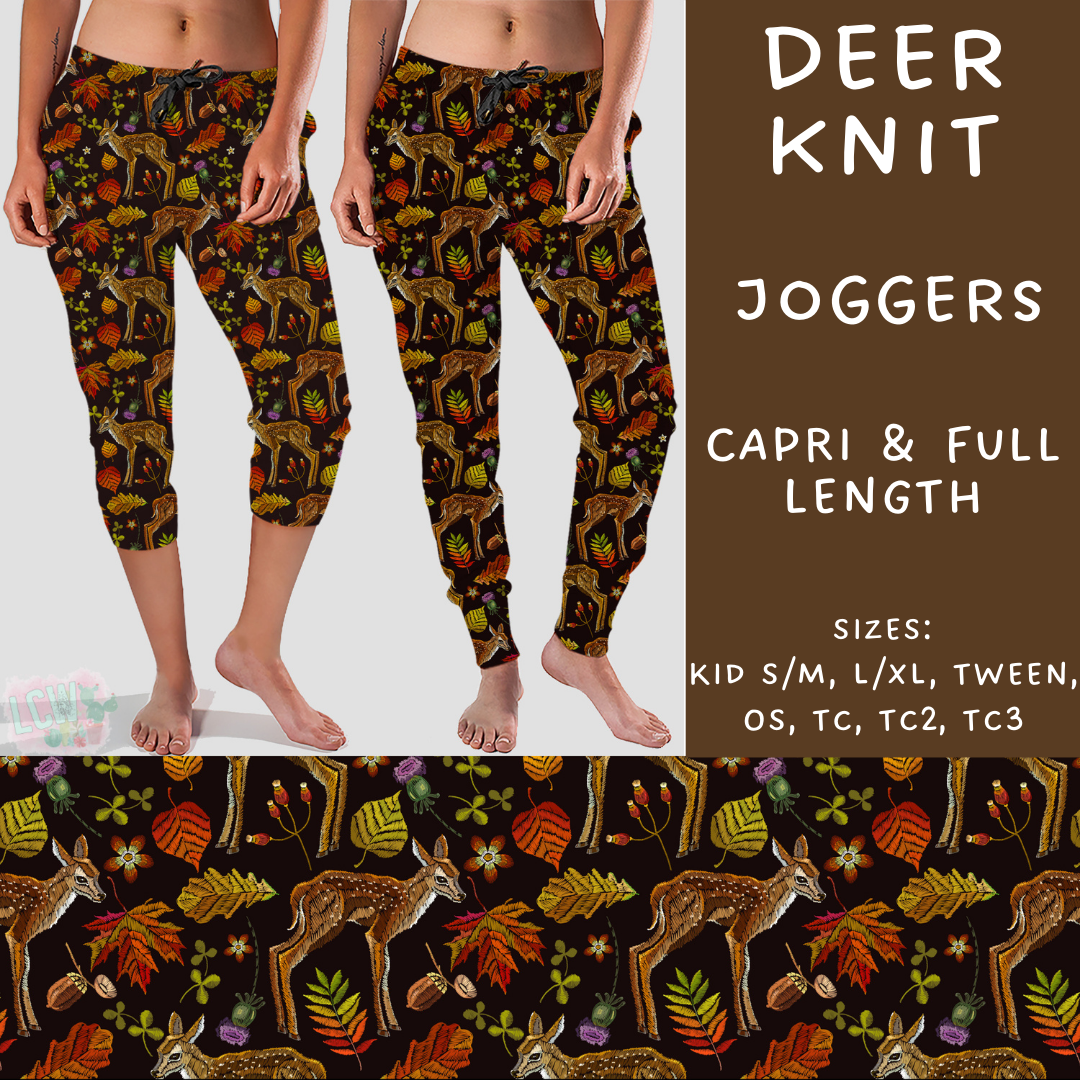 PREORDER Batch #207 - Fall Fun - Closes 9/27 - ETA mid Nov - Deer Knit Full and Capri Length Joggers