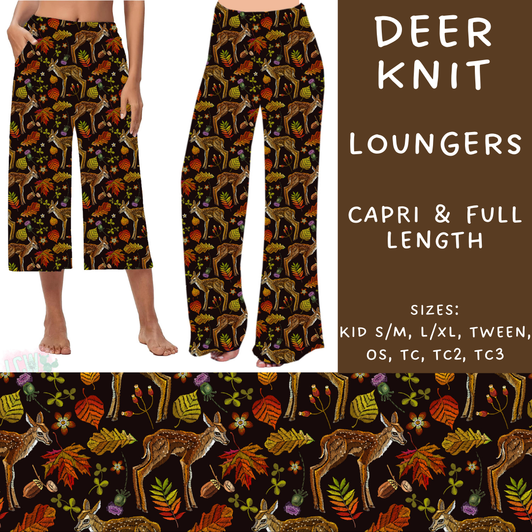 PREORDER Batch #207 - Fall Fun - Closes 9/27 - ETA mid Nov - Deer Knit Capri and Full Length Loungers